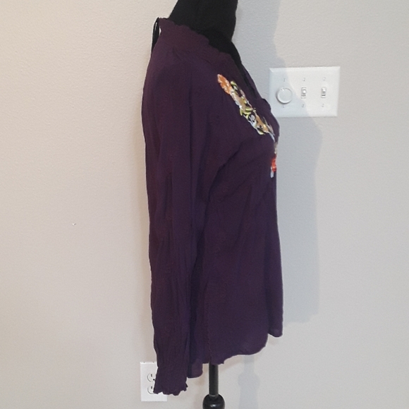 COMO NO? Purple Floral Tunic Size Small - Picture 7 of 8